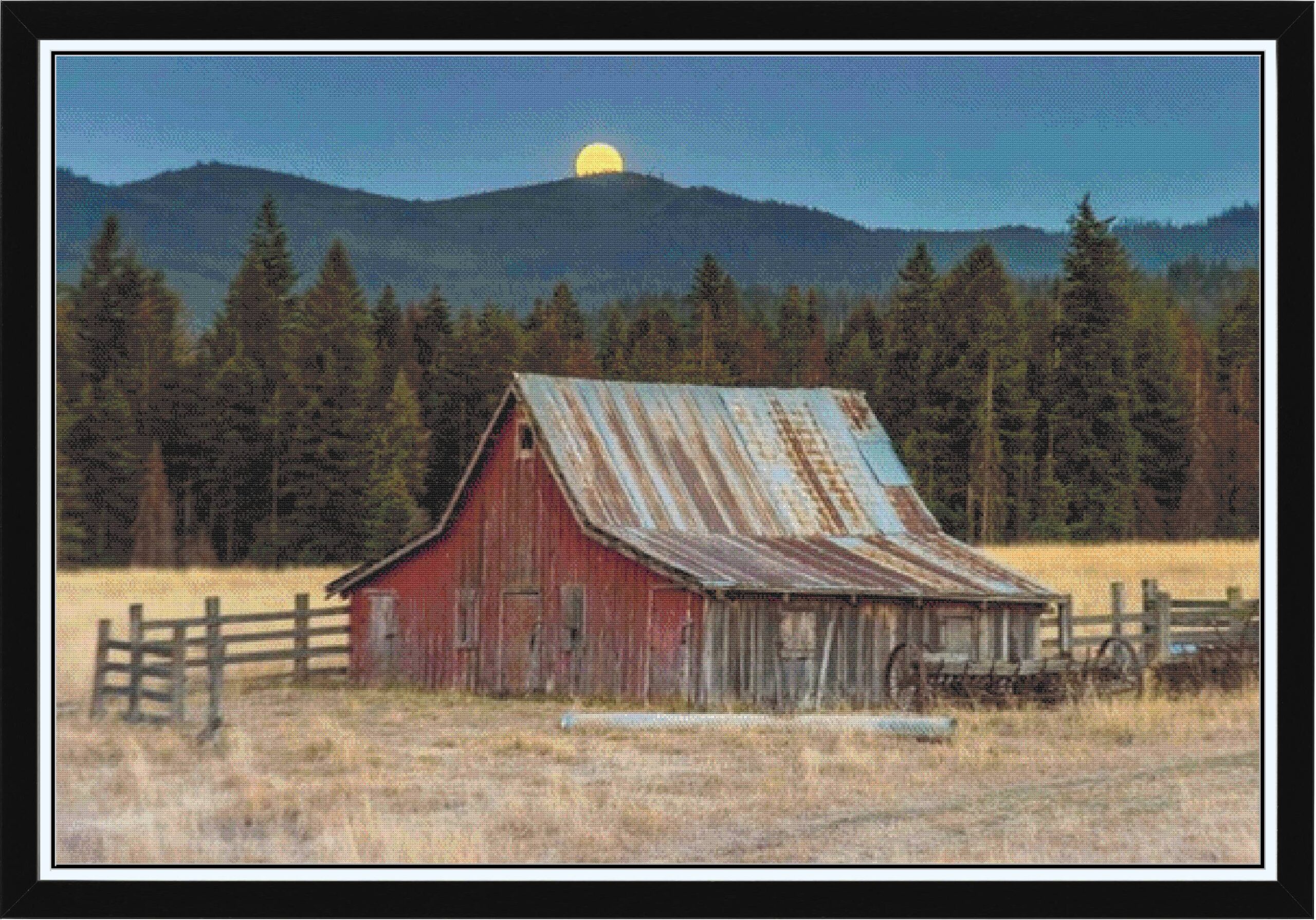 Harvest Moon Over Palouse Barn