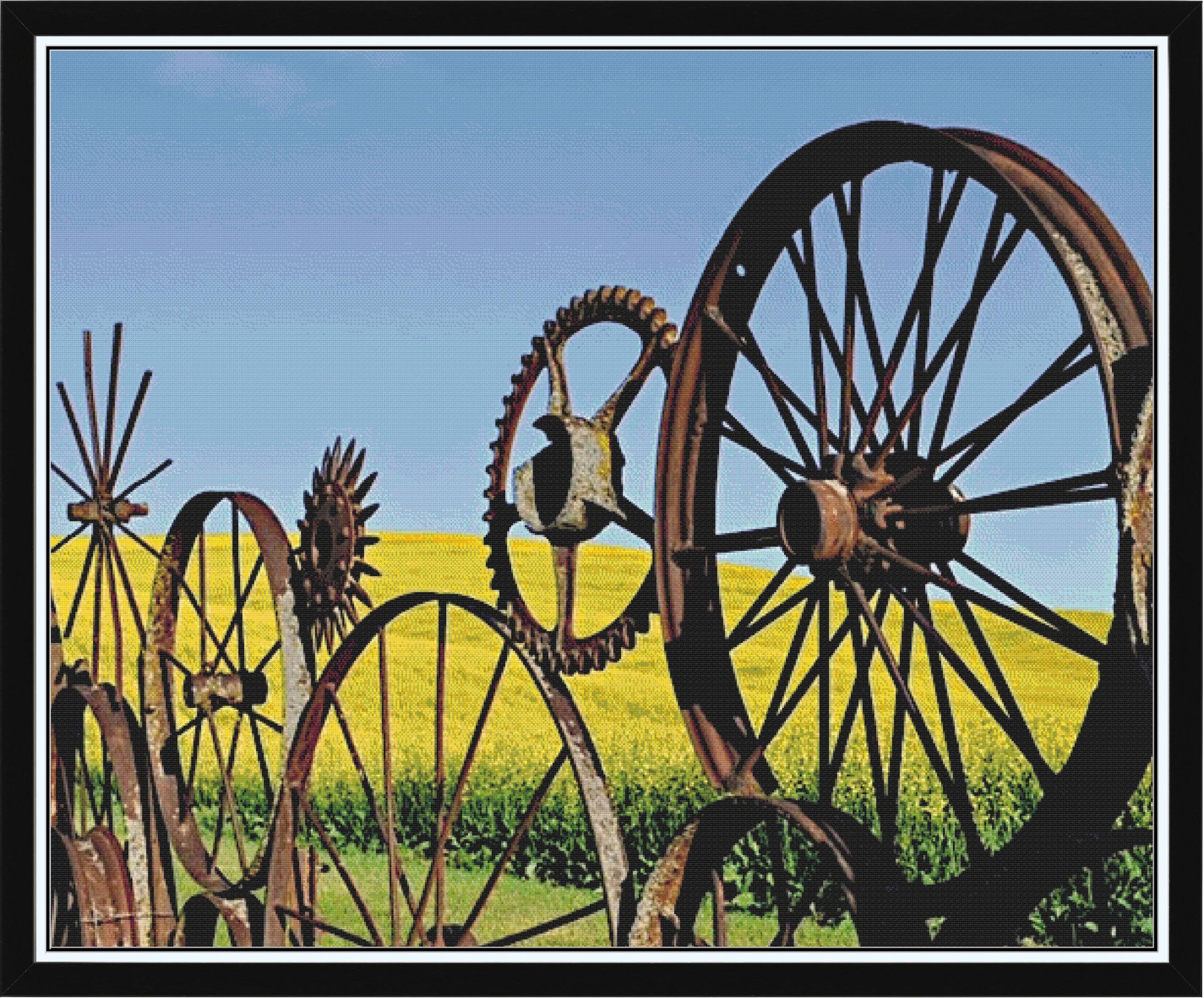 Iron Wheel Fence and Canola
