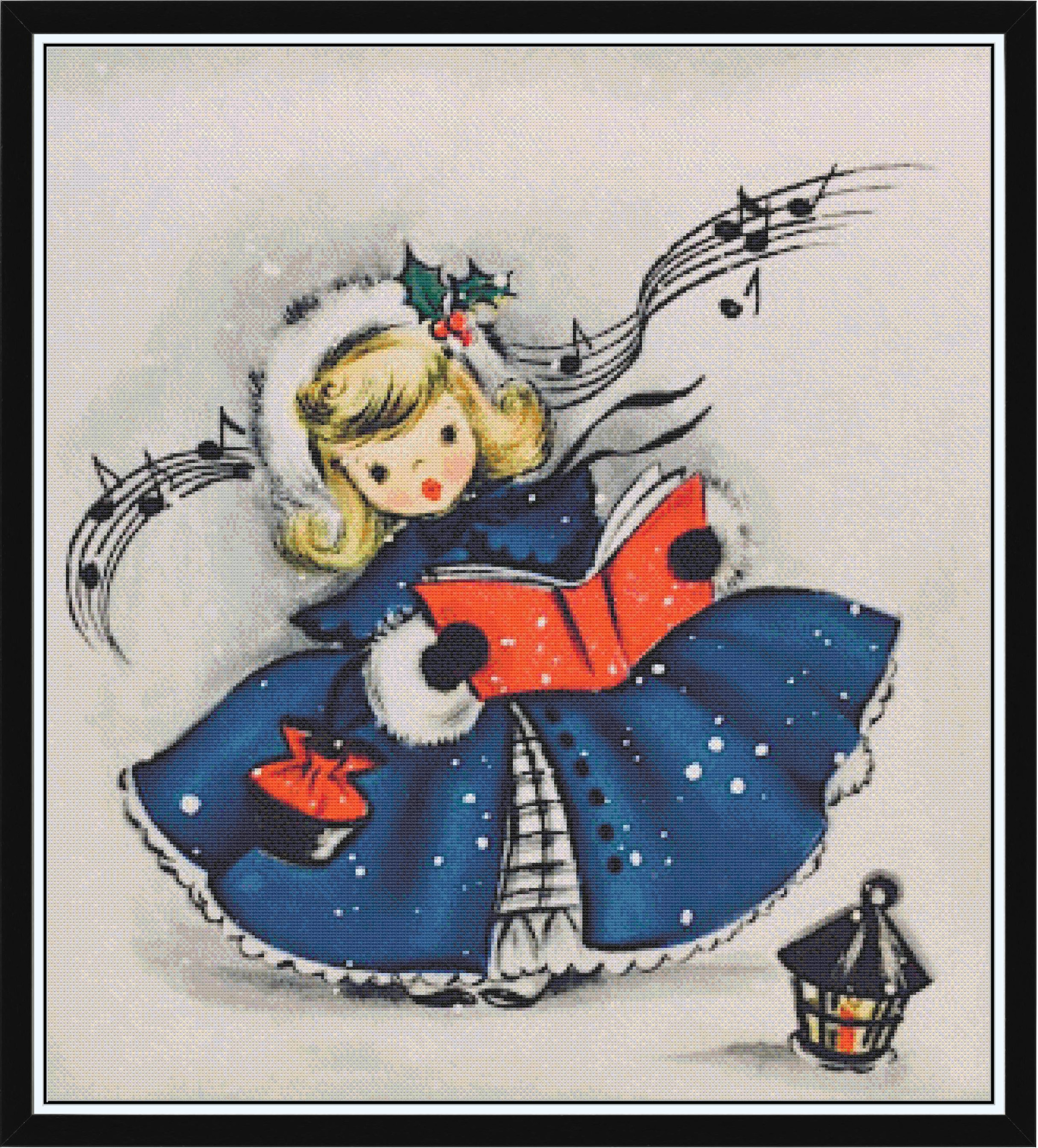 Vintage Christmas Girl in Blue Coat