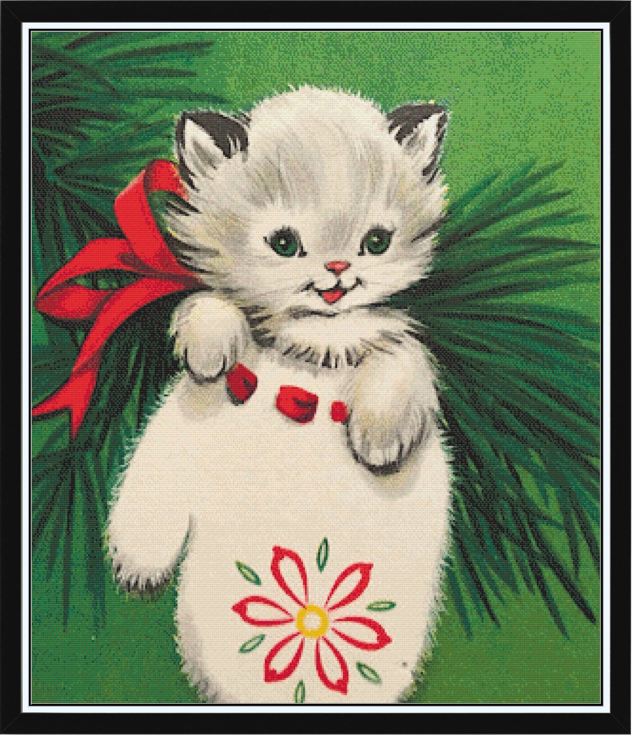 Vintage Christmas Kitty in Mitten