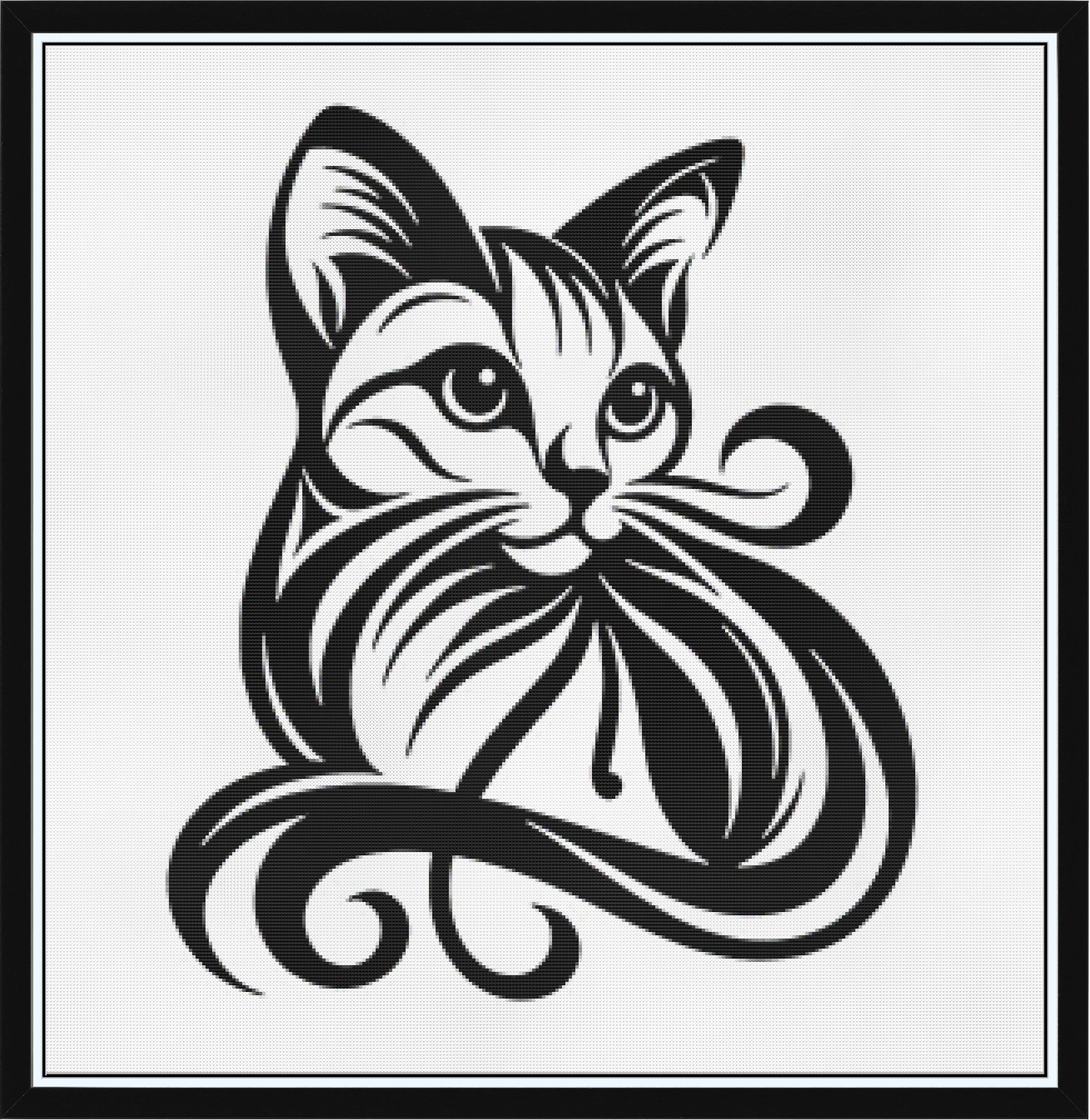 Black and White Cat Face